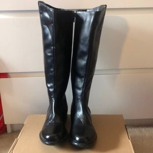 Clarks Black Leather Knee-High Boots